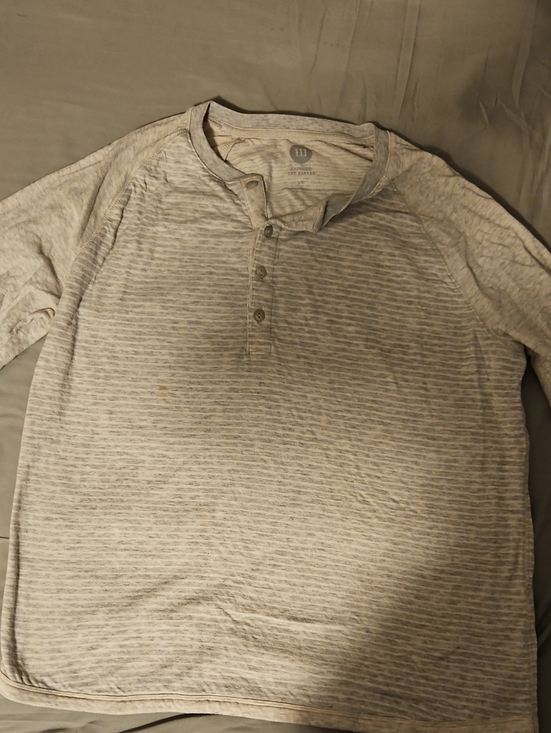 Express Other - Express Light Gray Striped Henley Shirt - Men
